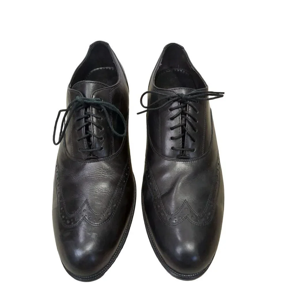 Cole Haan Air Pitney Oxford Shoe Mens 8.5 Black Wingtip Leather Lace Up Business